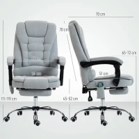 Vinsetto Massierender und beheizter Bürostuhl, Bürostuhl, höhenverstellbar, neigbare Rückenlehne, 65x70x111-119cm, grau(m-3)