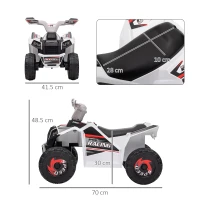 HOMCOM Quad elettrico bambini 2,5 km/h con marcia avanti e indietro, Bianco(m-3)