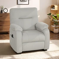 HOMCOM Elektrischer Relaxsessel verstellbar USB-Anschluss Fußstütze Seitentaschen Fernbedienung 96x90x103cm Creme(m-6)