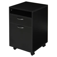 HOMCOM Contenitore su ruote con cassetto e ripiano, 40x3x60 cm, Nero(m-6)