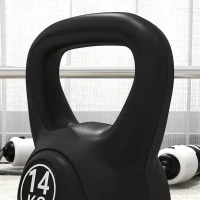 HOMCOM Kettlebell 14 kg, ganteră cu mâner ergonomic, bilă, musculație, antrenament, 27 x 21 x 31 cm negru(m-5)