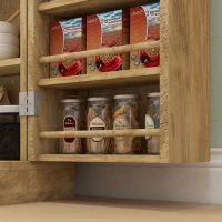 HOMCOM Mobile cucina con portaspezie e ripiani regolabili, 60x30x104 cm, Legno naturale(m-5)