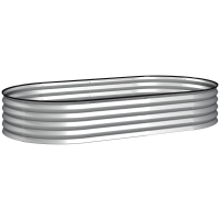 Outsunny Hochbeet aus verzinktem Stahl offener Boden Gummirand 181 x 93 x 30 cm Silber