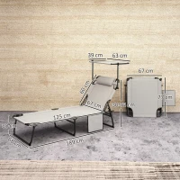 Outsunny Lettino pieghevole con tettuccio e materassino, Grigio chiaro(m-3)