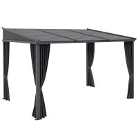 Outsunny Pergola con tetto scorrevole e tende, 3,65x2,55x2,05 m, Grigio scuro(m-7)