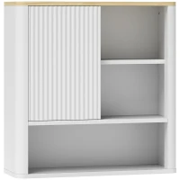 HOMCOM Dulap de baie de perete cu ușă culisantă 5 compartimente și polițe reglabile 60x20x62 cm Alb(m-1)