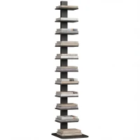 HOMCOM Modernes, hohes Bücherregal mit 11 Ablagen, platzsparend im Industrie-Stil, 34.5x41.5x163.5 cm, Schwarz(m-7)