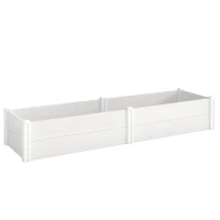 Outsunny Pat înălțat din plastic, modular, plantator cu montaj DIY, solariu 197 x 54 x 33 cm Alb(m-1)