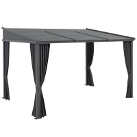 Outsunny Pergola con tetto scorrevole e tende, 3,65x2,55x2,05 m, Grigio scuro(m-1)