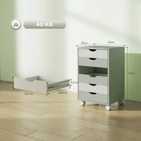 HOMCOM Caisson de Bureau Archivage Mobile avec 6 Tiroirs Roulettes Guides Coulissants Silencieux pour Bureau Maison Vert(m-3)