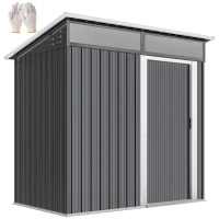 Outsunny Capanno attrezzi in acciaio con ventilazione e porta scorrevole, Grigio scuro(m-7)