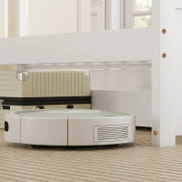 HOMCOM Cadre de lit simple, cadre en bois, tiroirs sur roulettes, pas de sommier nécessaire, 90 x 200 cm, Blanc(m-4)