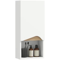 HOMCOM Dulap de baie de perete cu ușă cu închidere silențioasă și compartiment deschis 30 x 17 x 67 cm Alb(m-7)