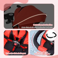 HOMCOM Triciclo per bambini 6 in 1 con maniglione, tettuccio e cestino, 18+ mesi, Rosso(m-4)