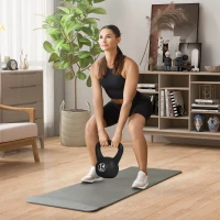 HOMCOM Kettlebell 14 kg, Hantel mit ergonomischem Griff, Kugelhantel, Krafttraining, Training, 27 x 21 x 31 cm schwarz(m-6)