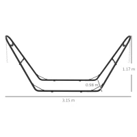 Outsunny Suport pentru hamac pentru 2 persoane, cadru pentru hamac din metal portabil și reglabil, pentru hamace de 2,75 până la 4,3 m, Negru(m-3)