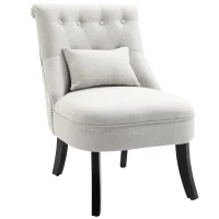 HOMCOM Poltrona Imbottita Morbida con Cuscino Lombare, per Leggere e Riposare, Rivestimento in Tessuto Effetto Lino, 52,5x69x77 cm, Bianco Crema(m-1)