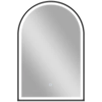 HOMCOM Miroir de Salle de Bain LED 60x90 cm Miroir Mural Arqué 3 Températures de Couleur Luminosité Réglable Fonction Anti-buée Noir(m-7)