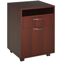 HOMCOM Schreibtisch-Container mit Rollen, Schublade, Fach und Tür, mobiler Aktenschrank für Arbeitszimmer, 40x35x60 cm, Dunkelbraun