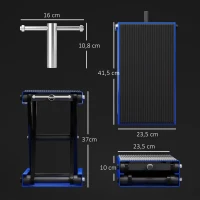 DURHAND Klappbarer und rutschfester Motorradheber aus Stahl und Gummi, 41.5x23.5x10-37 cm, Blau e Schwarz(m-3)