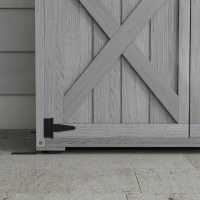 Outsunny Gartenschrank, freistehender Gartenschrank, mit 2 Regalböden, geneigtem und bituminiertem Dach, aus Massivholz, 90x54,5x168,5cm, grau(m-5)