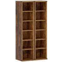 HOMCOM 2er-Set CD- und DVD-Regale mit 12 Fächern Verstellbare Einlegeböden 21x22,5x88,5 cm Rustikales Braun