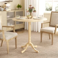 HOMCOM Runder Esstisch für 4 Personen Ø 80 cm, Küchentisch, Stahlsäule, moderner Stil, Naturholzoptik(m-2)