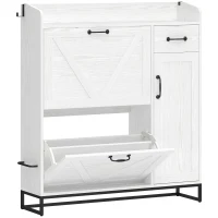 HOMCOM Schmaler Schuhschrank mit 2 Klappschubladen Verstellbare Einlegeböden für 12 Paar für wenig Platz 106,7x26x116cm Weiß(m-1)