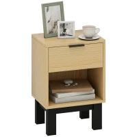 HOMCOM Table de chevet, chevet avec tiroir, compartiment ouvert, commode de nuit pour chambre, salon, 35 x 26 x 50 cm, Chêne(m-5)