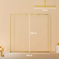 Outsunny Metall-Hintergrundbogen in Gold für Hochzeit, 2 m, Gartenbogen, Hochzeit, Blumen- und Ballonbogen(m-3)