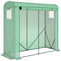 Outsunny Seră cu ferestre cu plasă și ușă rulantă, seră cu folie și cadru din oțel 200 x 75 x 188 cm Verde(m-1)