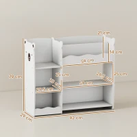 AIYAPLAY Etajeră pentru jucării pentru copii Rafturi deschise Compartimente Design cu ursuleți Organizator de jucării Alb(m-3)