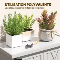 Outsunny Gartenschrank Gartenschrank 3 Regale 2 Türen Dach aus verzinktem Blech wasserdicht Massivholz 75 x 40 x 90 cm grau(m-4)