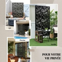 Outsunny Dekorativer Sichtschutz für Außen, Garten-Claustra 3 Paneele mit Bambusmuster Metall 92x40x192cm Schwarz(m-4)