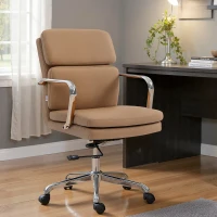 HOMCOM Bürostuhl, ergonomischer Bürostuhl, höhenverstellbar, hohe Rückenlehne, 360° drehbar, 61x67,5x100cm braun(m-2)