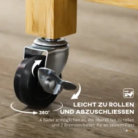 HOMCOM Carrello da Cucina in Bambù, Carrello Multifunzionale di Servizio con 2 Cassetti, 1 Armadietto e 2 Ripiani, Naturale(m-5)