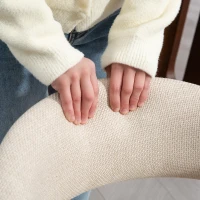 HOMCOM Set de 2 scaune pentru sufragerie, scaune de bucătărie tapițate cu spătar curbat și picioare din lemn masiv, bej(m-5)