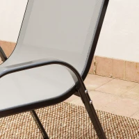 Outsunny Set de grădină 3 piese cu masă rotundă cu blat din sticlă și scaune suprapuse pentru exterior Gri deschis(m-4)