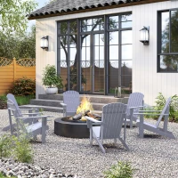 Outsunny Sedia Adirondack in legno massello con portabicchiere, Grigio(m-5)