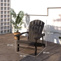 Outsunny Scaun Adirondack rezistent la intemperii din lemn pentru exterior, scaun de grădină cu spătar înalt și cotiere(m-3)