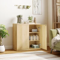 HOMCOM Sideboard, modernes Aufbewahrungsmöbel mit Soft-Close-Türen und verstellbaren Einlegeböden, 78 x 39 x 79 cm, Eiche(m-6)