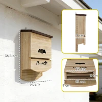 PawHut 3er-Set Fledermausnistkästen aus Holz, Fledermaus-Unterschlupf mit geriffelter Landefläche 23 x 9,5 x 36,5 cm Naturholz(m-3)