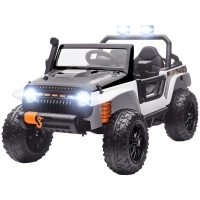 AIYAPLAY Véhicule électrique pour enfants, batterie 12V, avec siège parent-enfant, télécommandable, musique, klaxon, feux LED, 3-8 ans, Blanc(m-1)