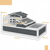 PawHut Casă pentru țestoase, 2 nivele, pentru interior și exterior, balcon, lemn de brad, gri(m-3)