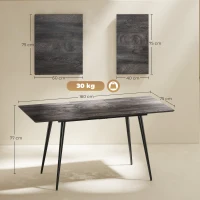 HOMCOM Table à manger extensible, table modulable pour 6-8 personnes, table de cuisine avec pieds solides en acier(m-3)