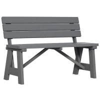 Outsunny Panca da giardino 2 posti in legno con schienale, 116x56x80 cm, Grigio(m-7)