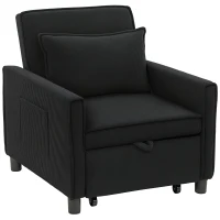 HOMCOM Poltrona letto reclinabile 3 posizioni in velluto a coste, fino a 120 kg, Nero(m-7)