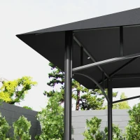 Outsunny Tonnelă de grătar copertină pentru grădină cârlig pe tavan rafturi coșuri 240 x 150 x 257 cm gri închis(m-5)
