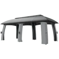 Outsunny Gazebo con zanzariere e doppio tetto per 15 persone, 3x6x3 m, Grigio scuro(m-6)
