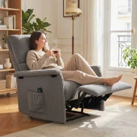 HOMCOM Massage-Sessel mit Liegefunktion, Relaxsessel, verstellbare Rückenlehne, großer Sitz, Fußstütze, 69x84x99cm, grau(m-2)